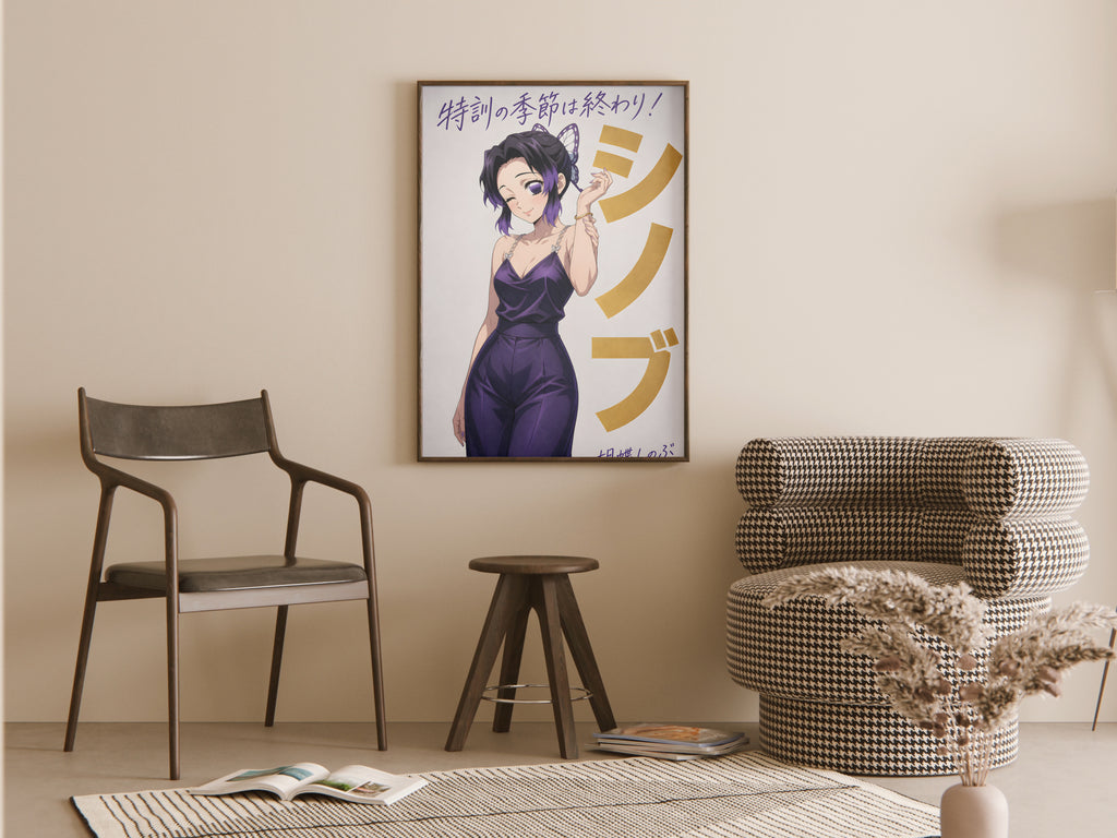 Demon Slayer Shinobu Purple Satin Portrait Anime Poster — room