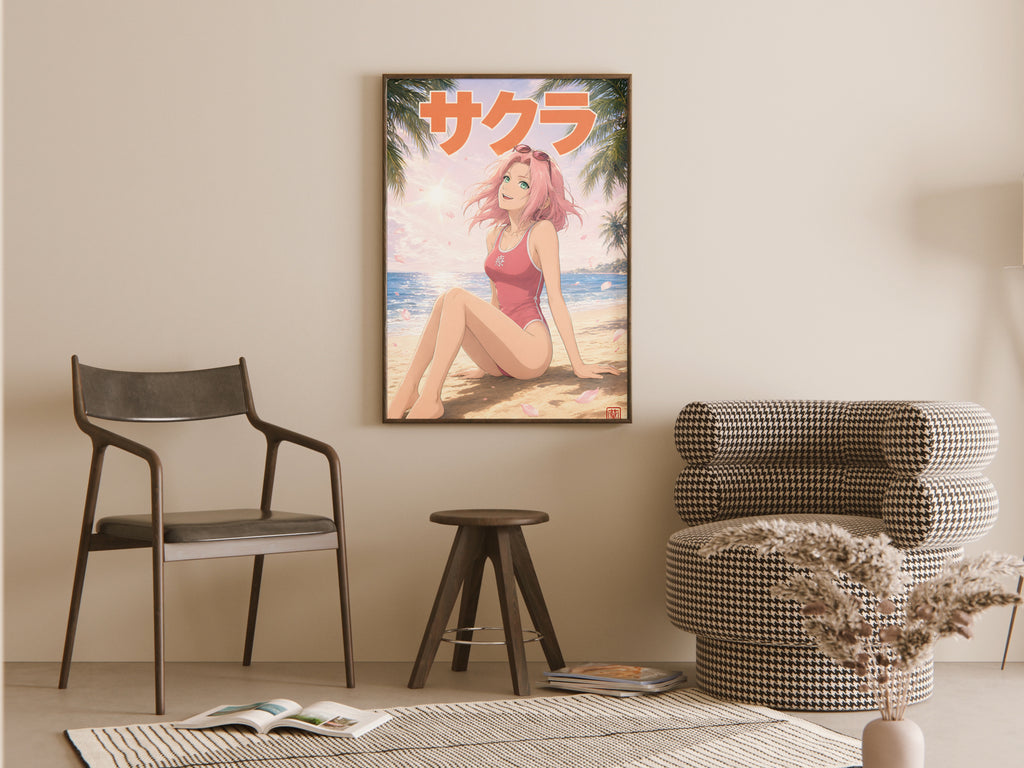 Naruto Sakura Tropical Beach Anime Poster — room