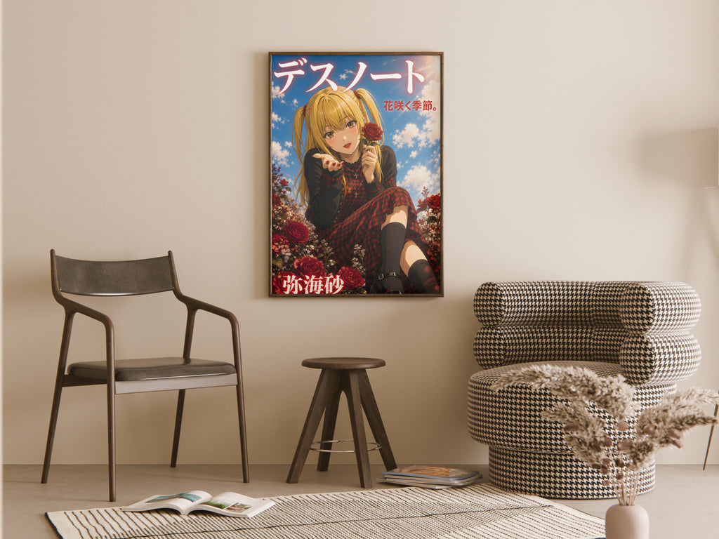 Death Note Misa Red Rose Garden Anime Poster — room