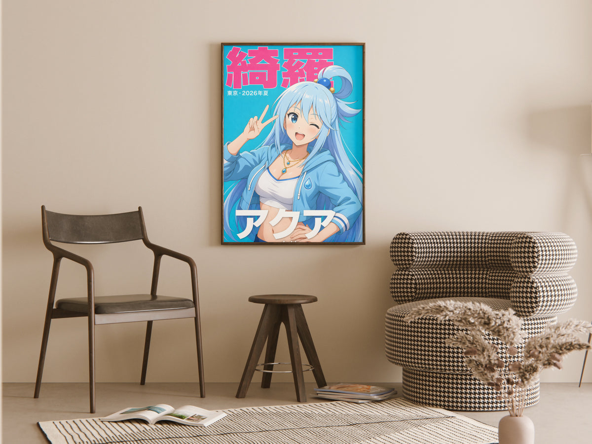 KonoSuba Aqua Blue Jacket Portrait Anime Poster — room