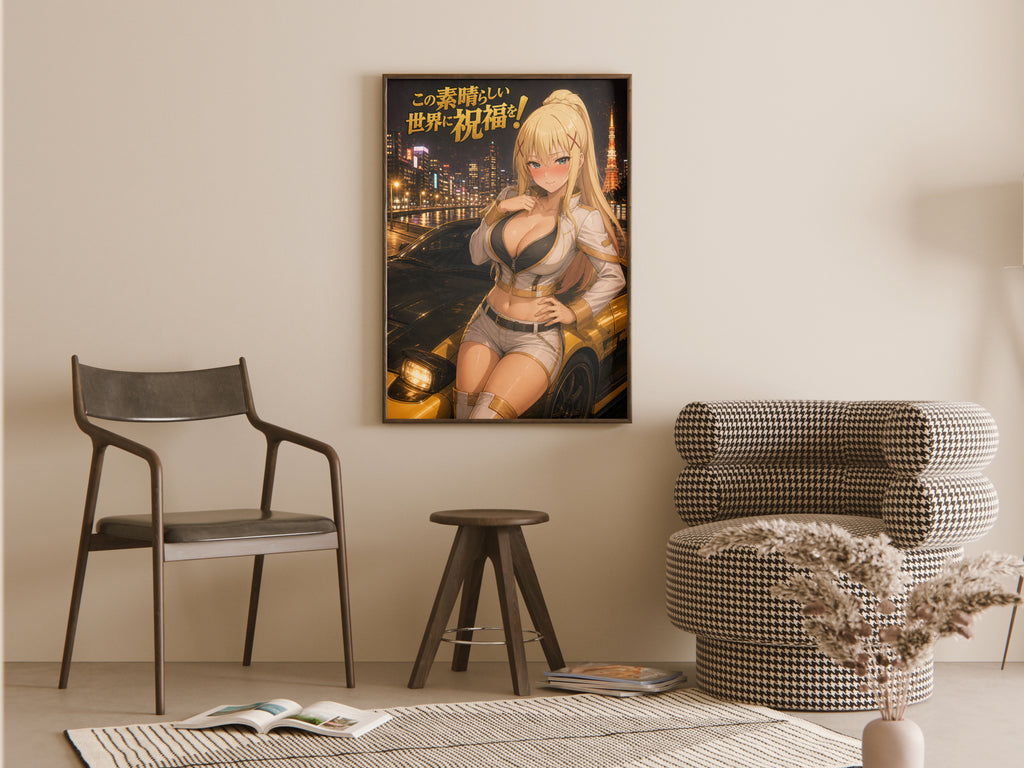 KonoSuba Darkness Golden Night Drive Anime Poster — room