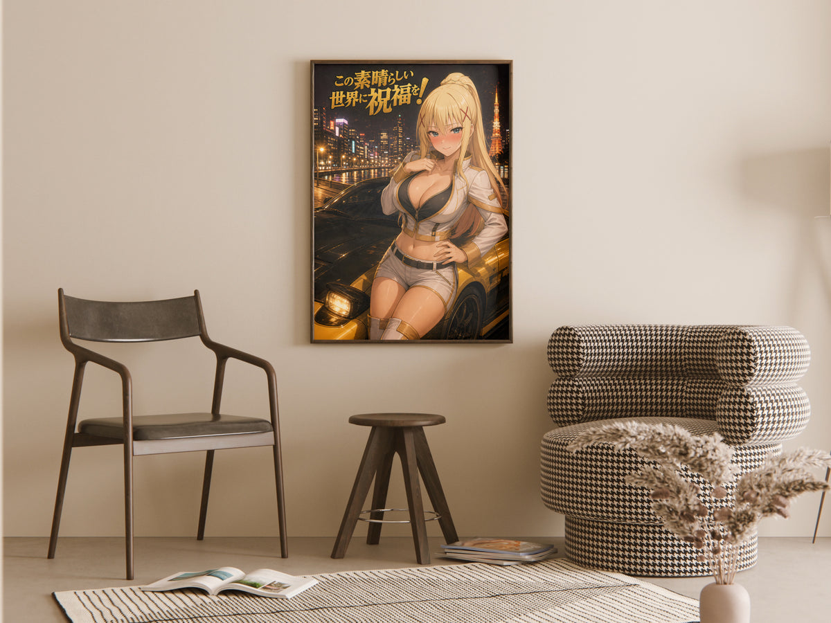 KonoSuba Darkness Golden Night Drive Anime Poster — room