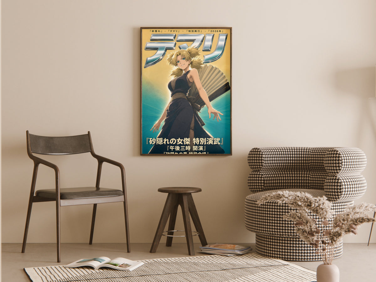 Naruto Temari Gold Chrome Giant Fan Anime Poster — room