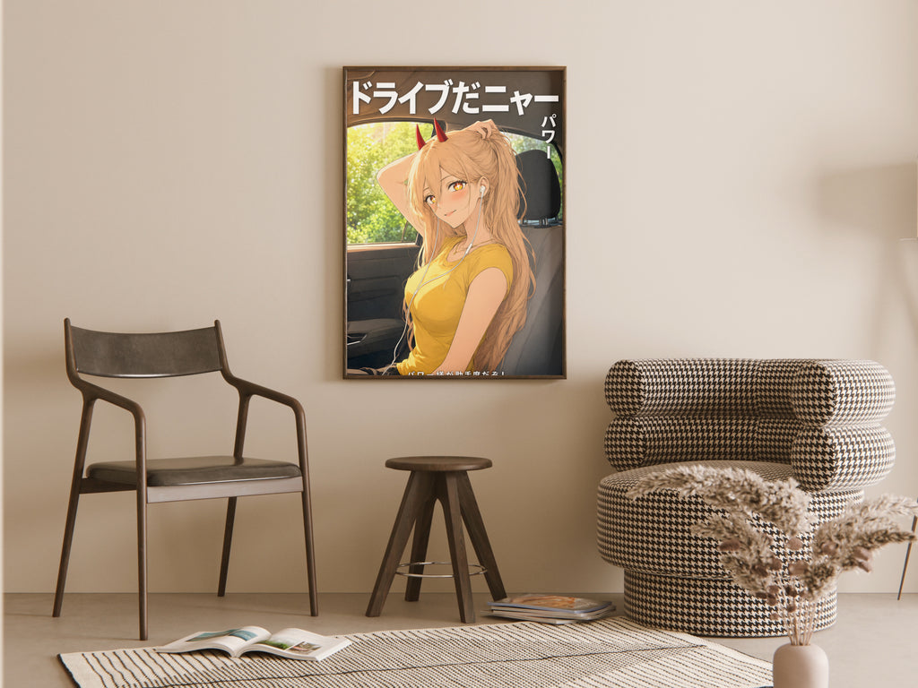 Chainsaw Man Power Road Trip Earbuds Anime Poster — room