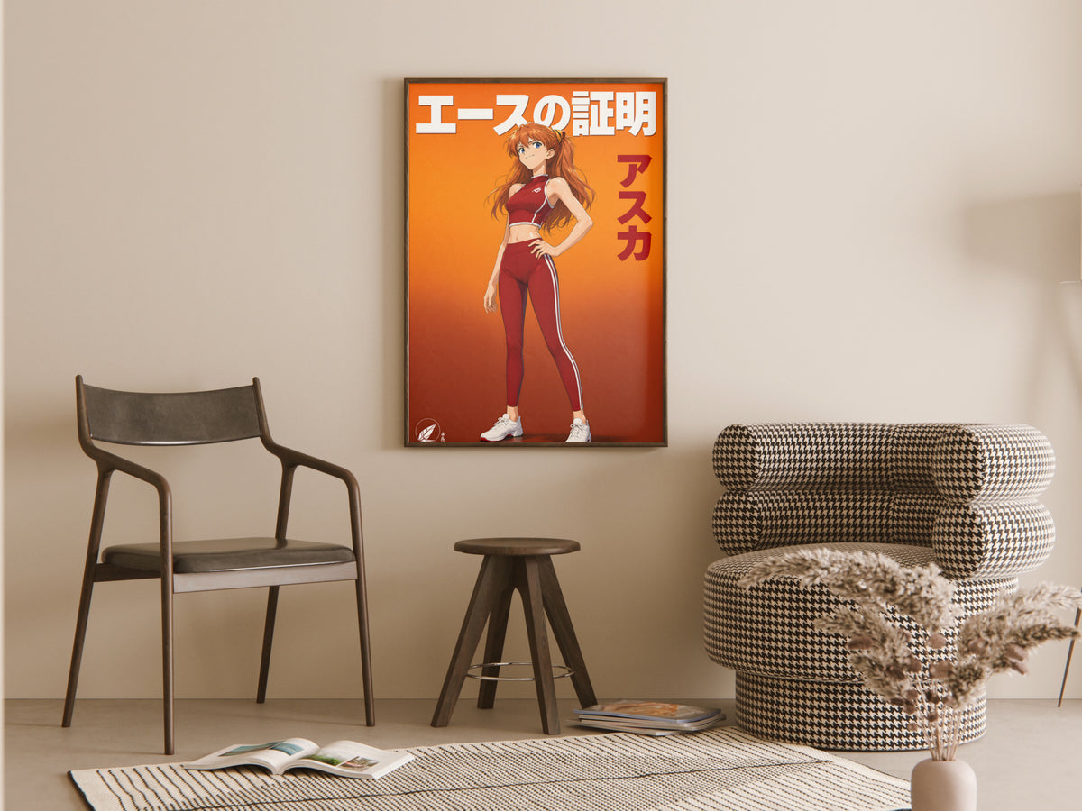 Evangelion Asuka Red Activewear Portrait Anime Poster — room