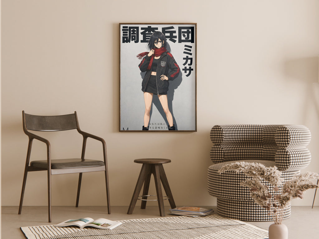 Attack on Titan Mikasa Red Scarf Streetwear Anime Poster — room