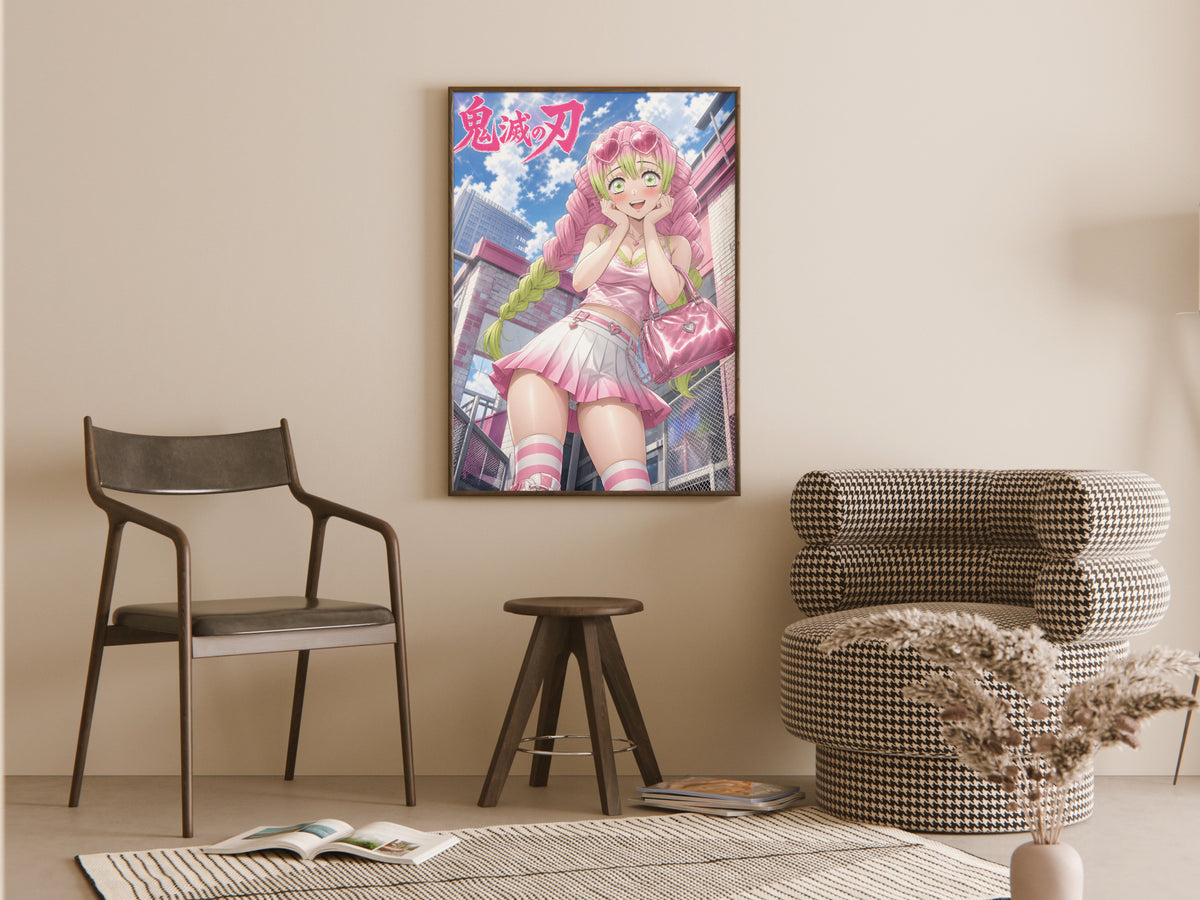 Demon Slayer Mitsuri Sunny Pink Street Style Anime Poster — room