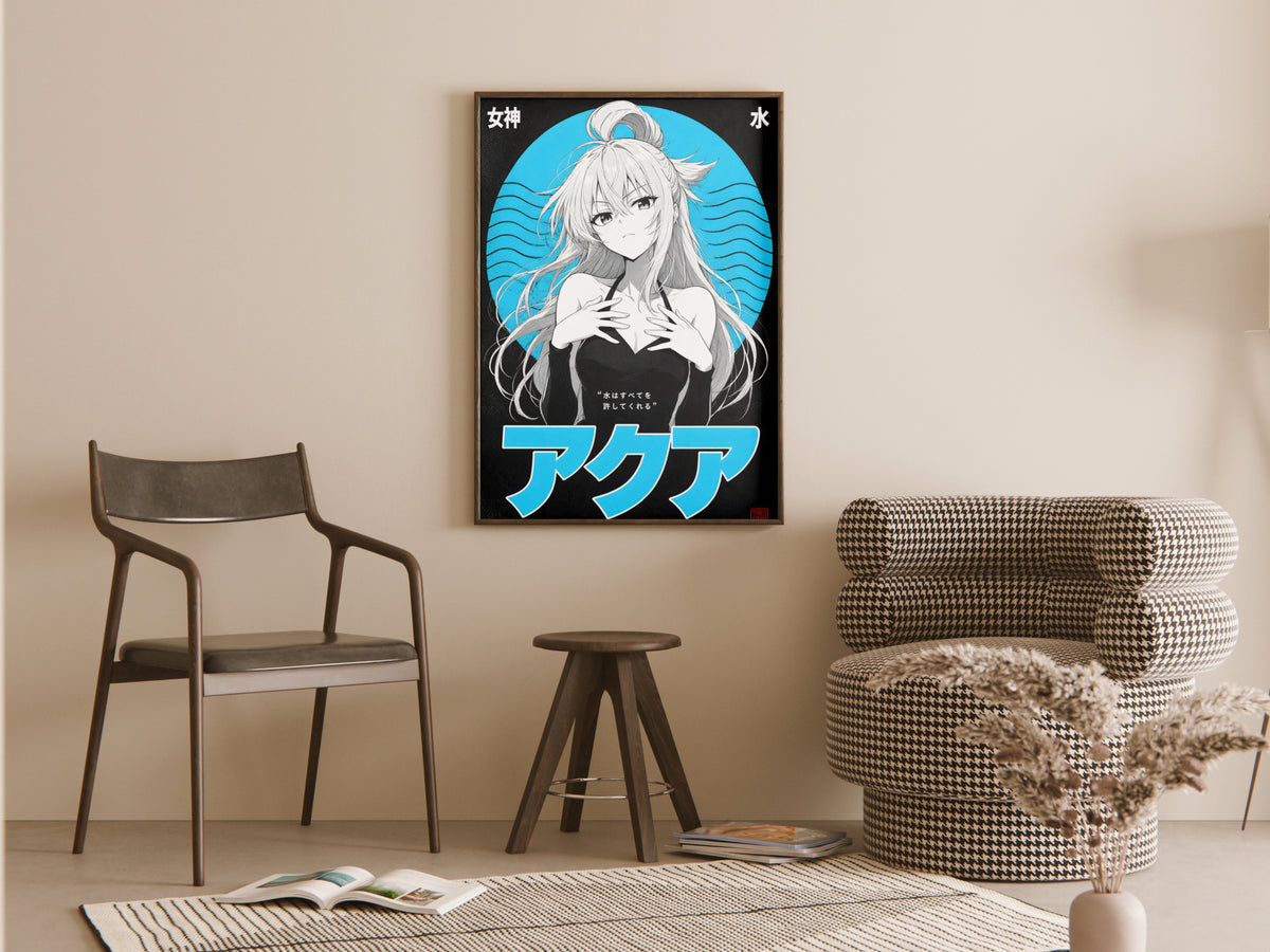 KonoSuba Aqua Monochrome Circle Portrait Anime Poster — room