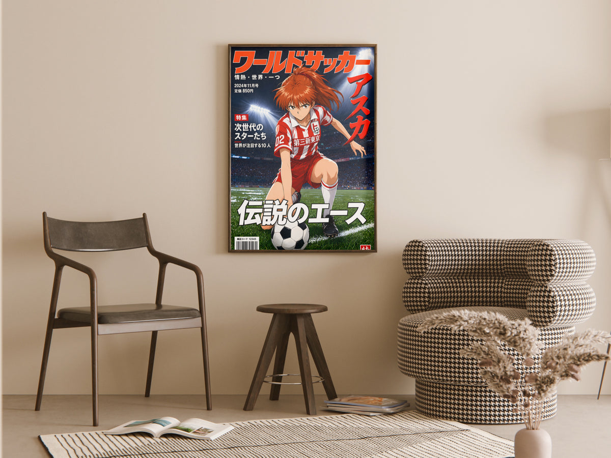 Evangelion Asuka Football Cover Anime Poster — room