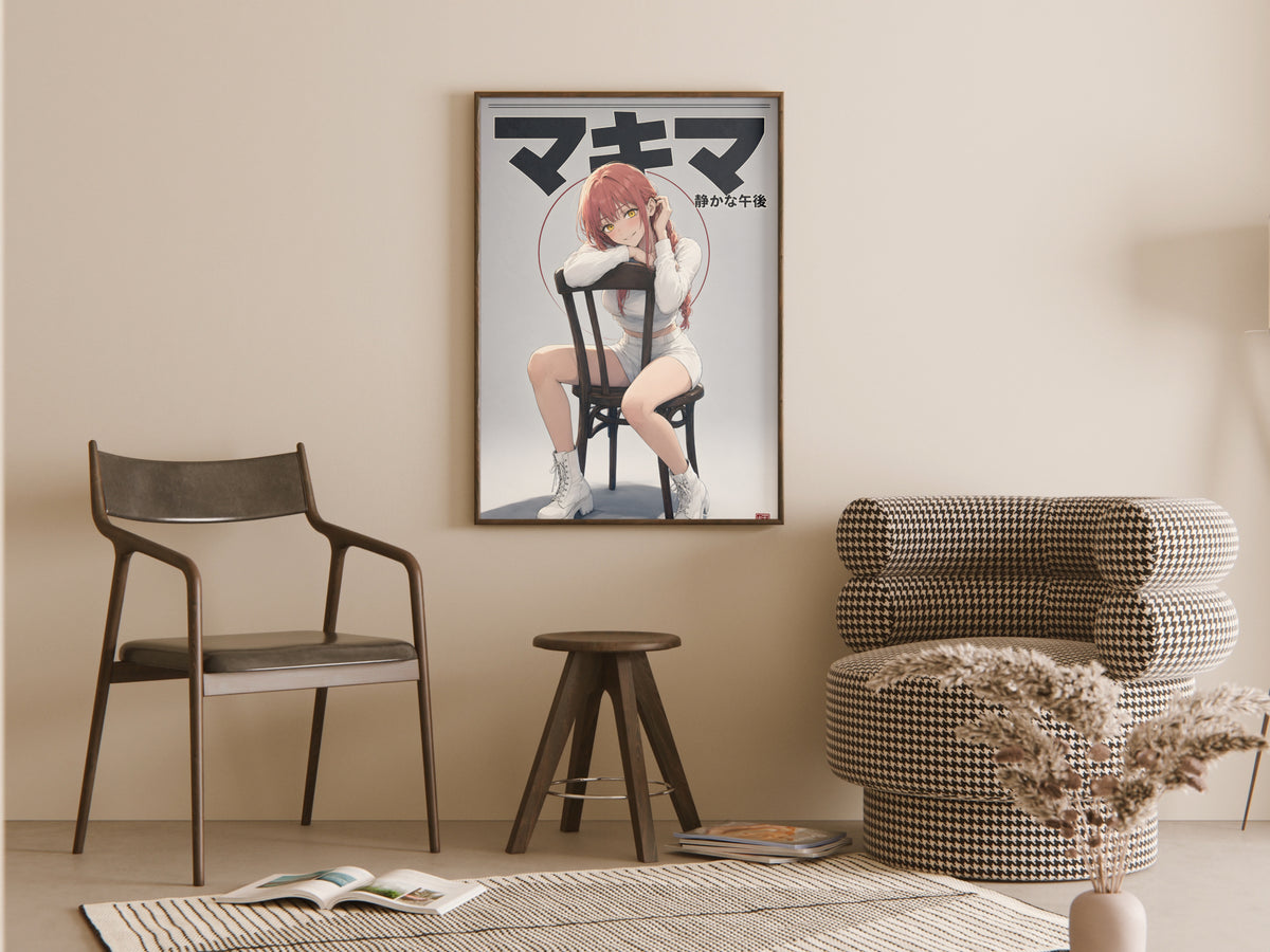 Chainsaw Man Makima Quiet Afternoon Chair Anime Poster — room