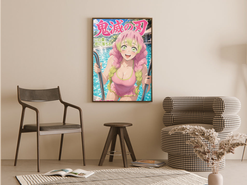 Demon Slayer Mitsuri Pool Ladder Splash Anime Poster — room