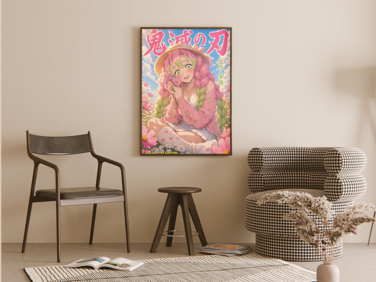 Demon Slayer Mitsuri Floral Sunhat Picnic Anime Poster — room