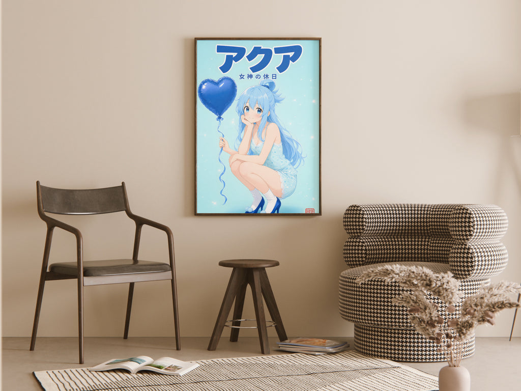 KonoSuba Aqua Blue Heart Balloon Anime Poster — room