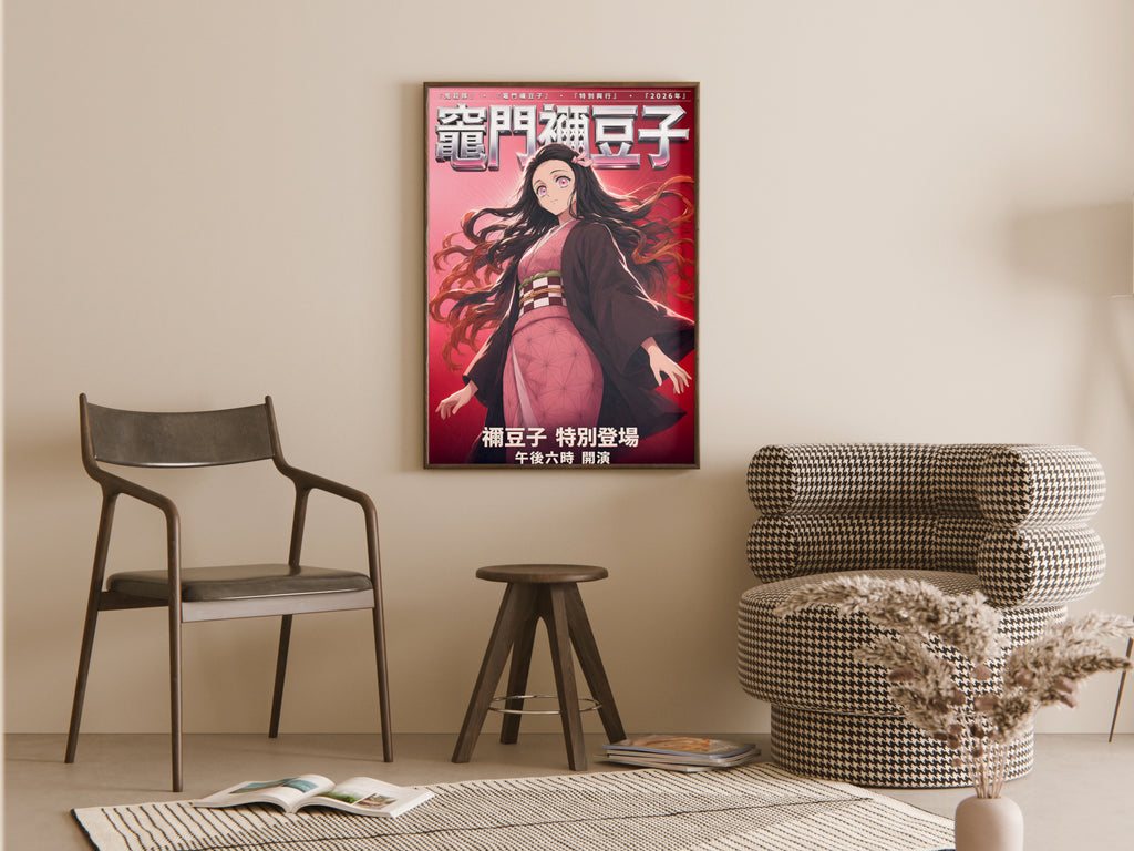 Demon Slayer Nezuko Kamado Kimono Portrait Anime Poster — room