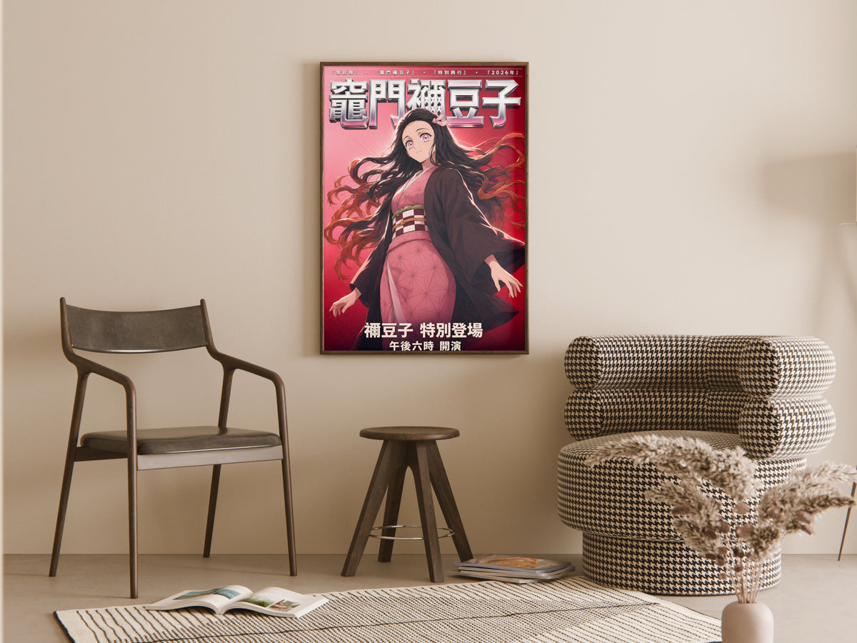 Demon Slayer Nezuko Kamado Kimono Portrait Anime Poster — room