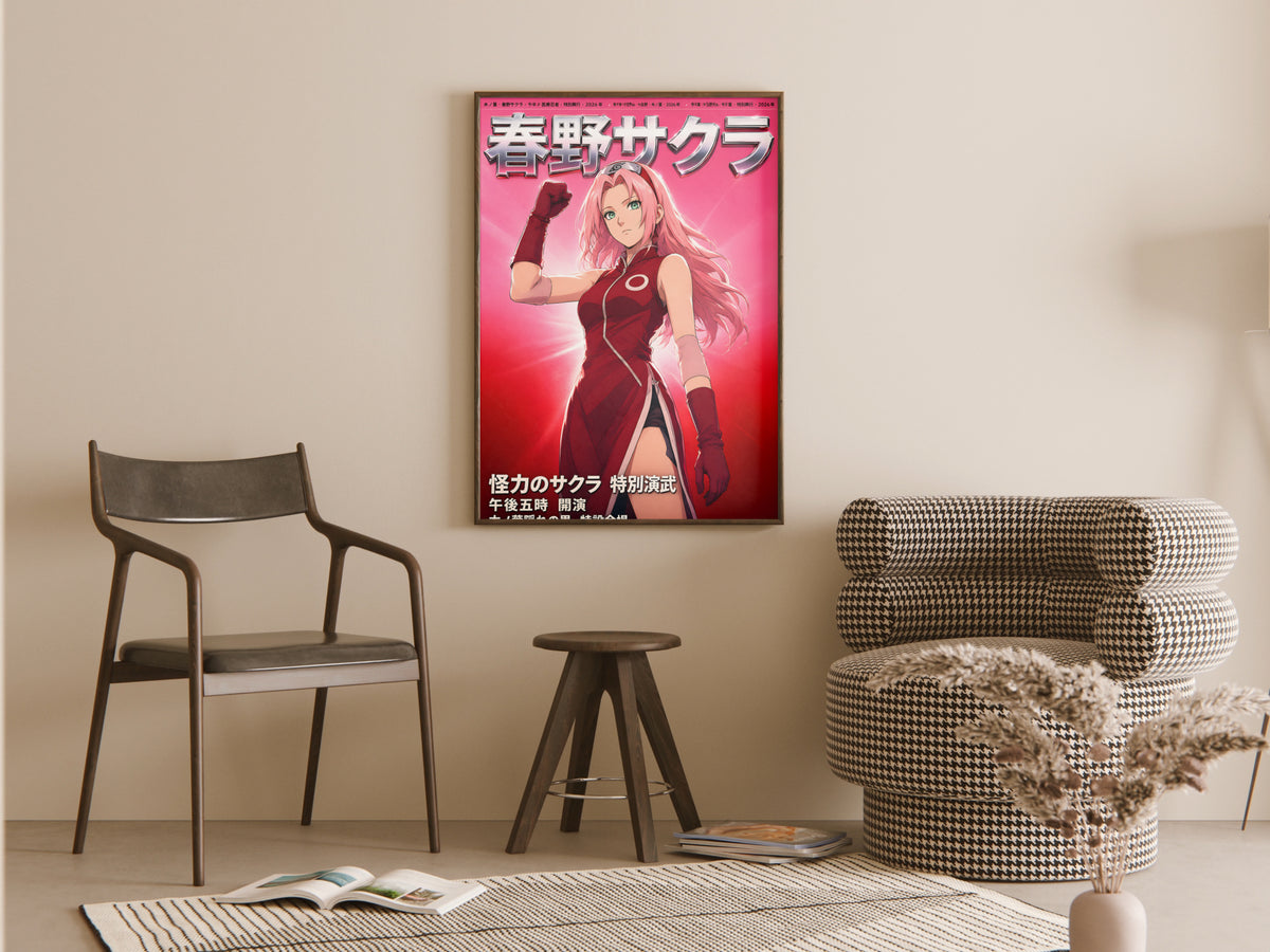 Naruto Sakura Red Chrome Portrait Anime Poster — room