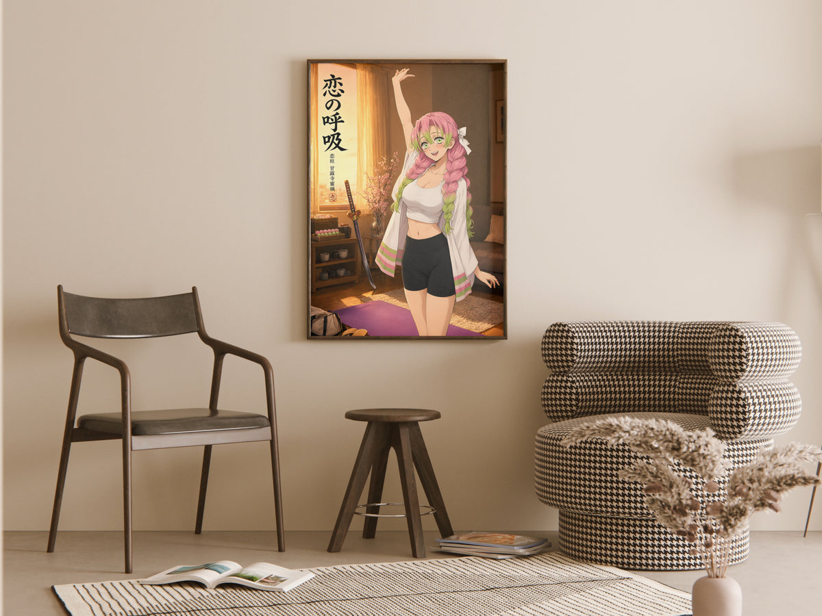 Demon Slayer Mitsuri Morning Stretch Anime Poster — room