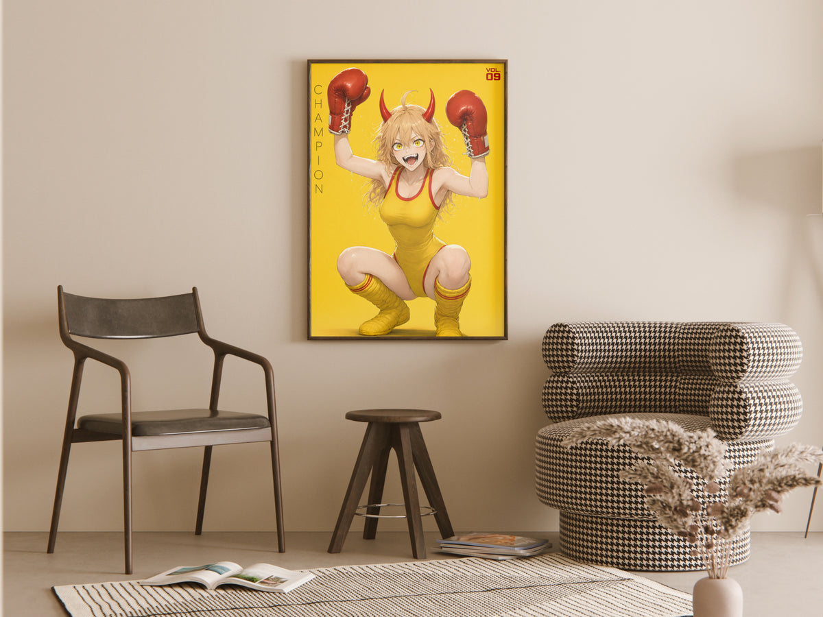 Chainsaw Man Power Yellow Boxing Portrait Anime Poster — room
