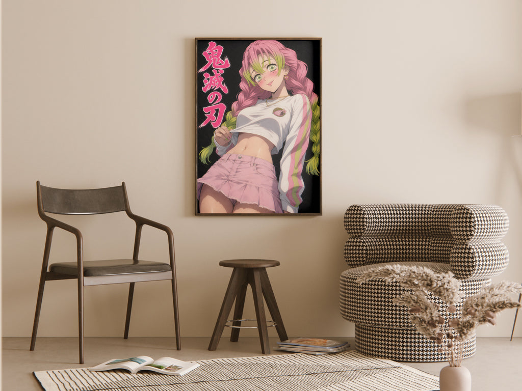 Demon Slayer Mitsuri Pink Skirt Flash Portrait Anime Poster — room