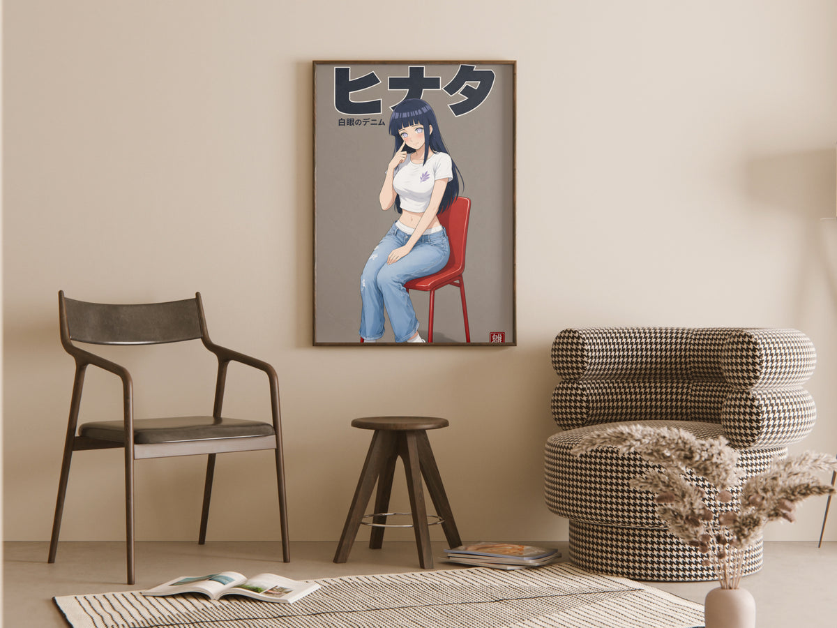 Naruto Hinata Denim Red Chair Anime Poster — room