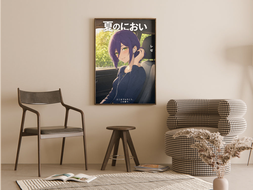 Chainsaw Man Reze Road Trip Earbuds Anime Poster — room