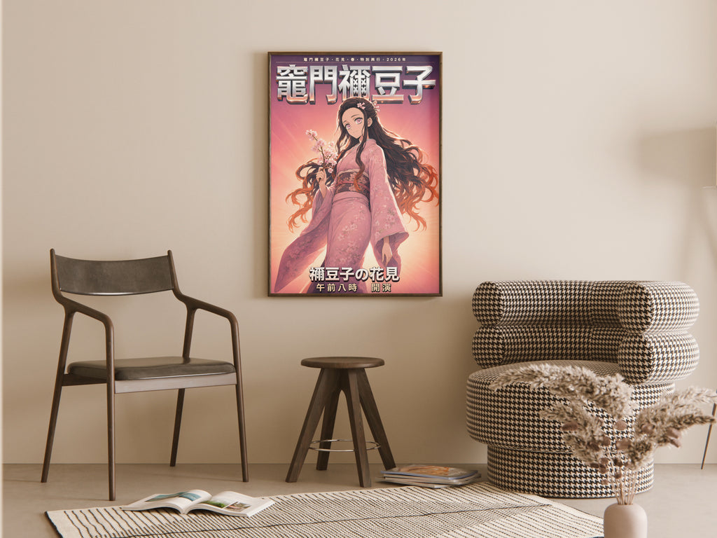 Demon Slayer Nezuko Hanami Dawn Kimono Anime Poster — room
