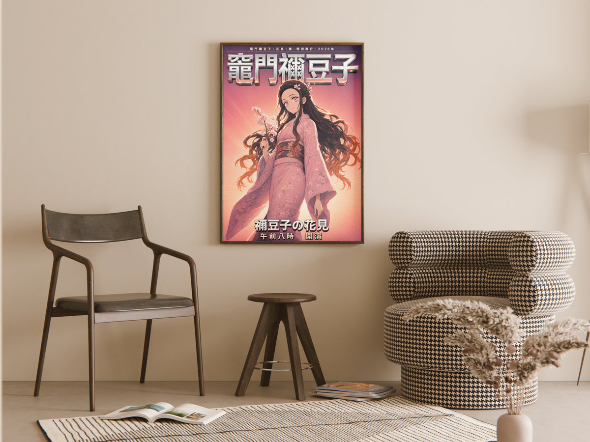 Demon Slayer Nezuko Hanami Dawn Kimono Anime Poster — room