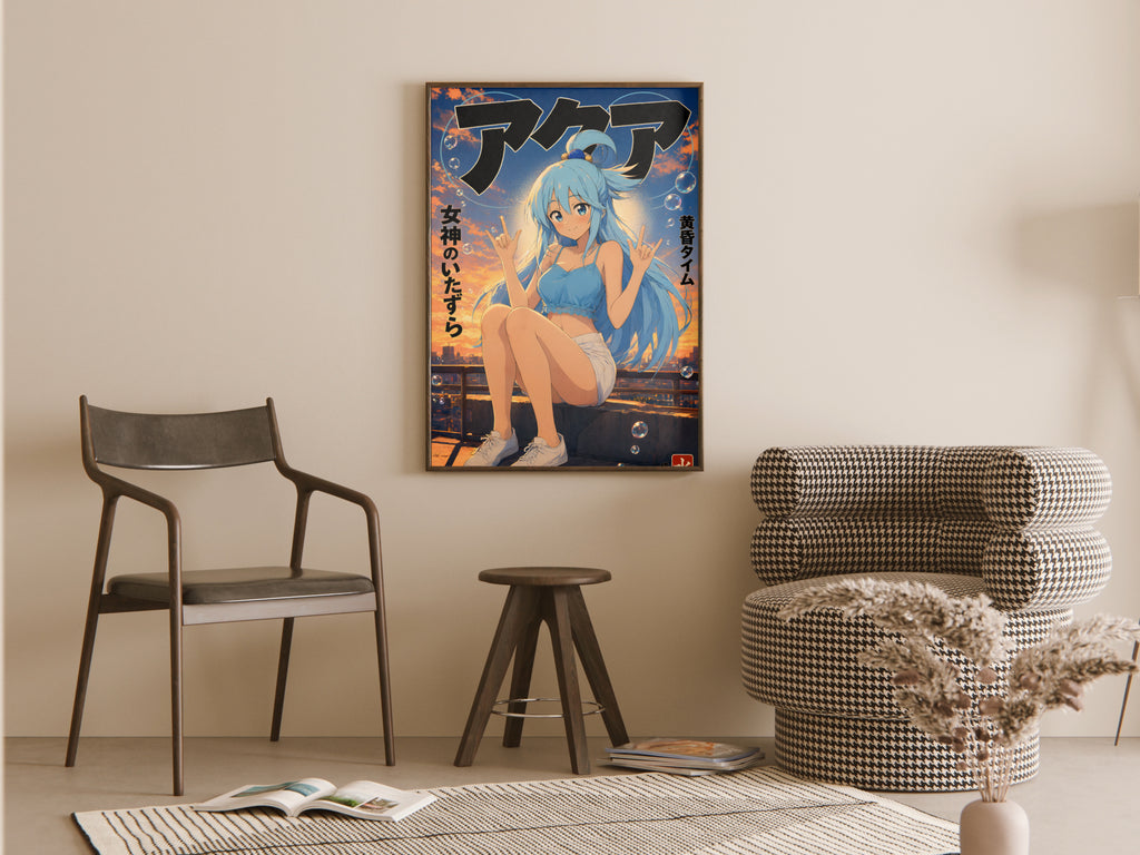 KonoSuba Aqua Golden Rooftop Portrait Anime Poster — room