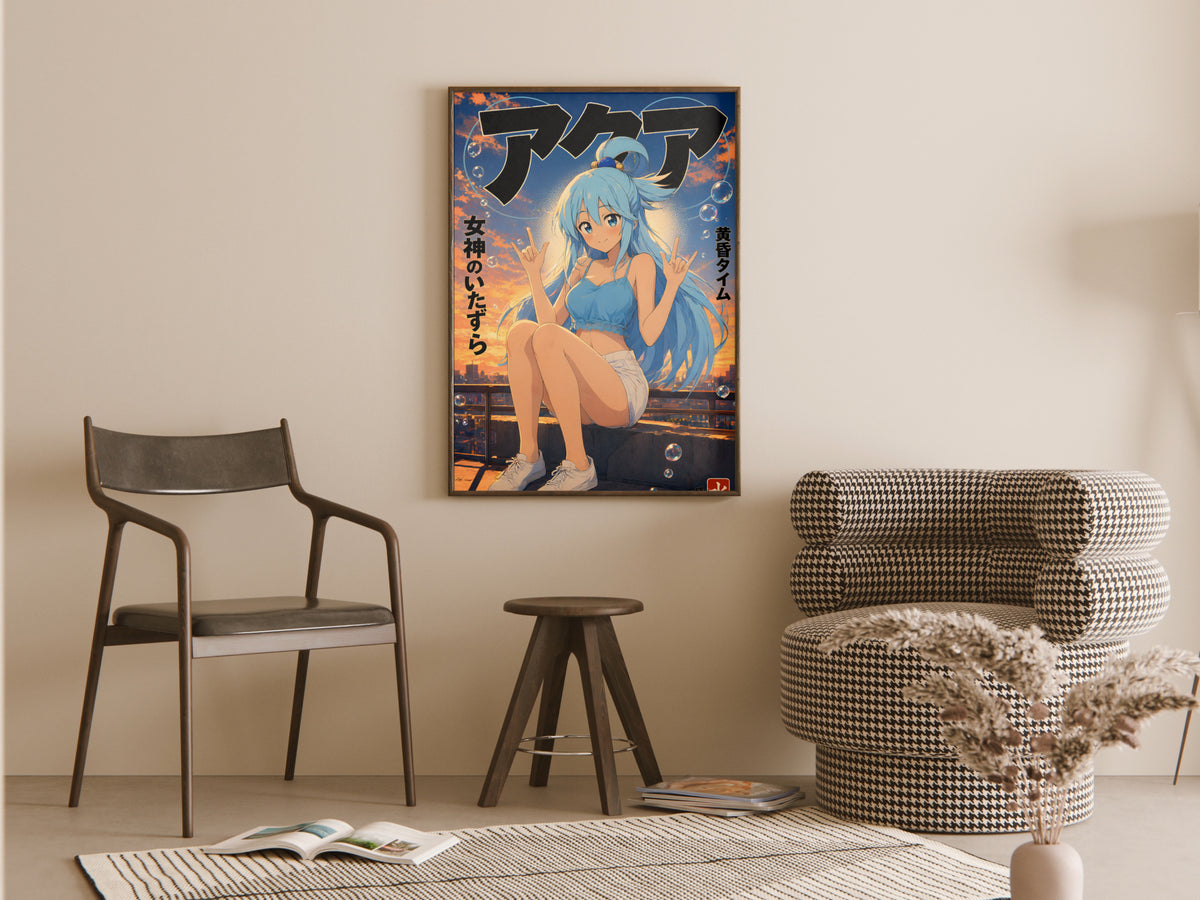 KonoSuba Aqua Golden Rooftop Portrait Anime Poster — room