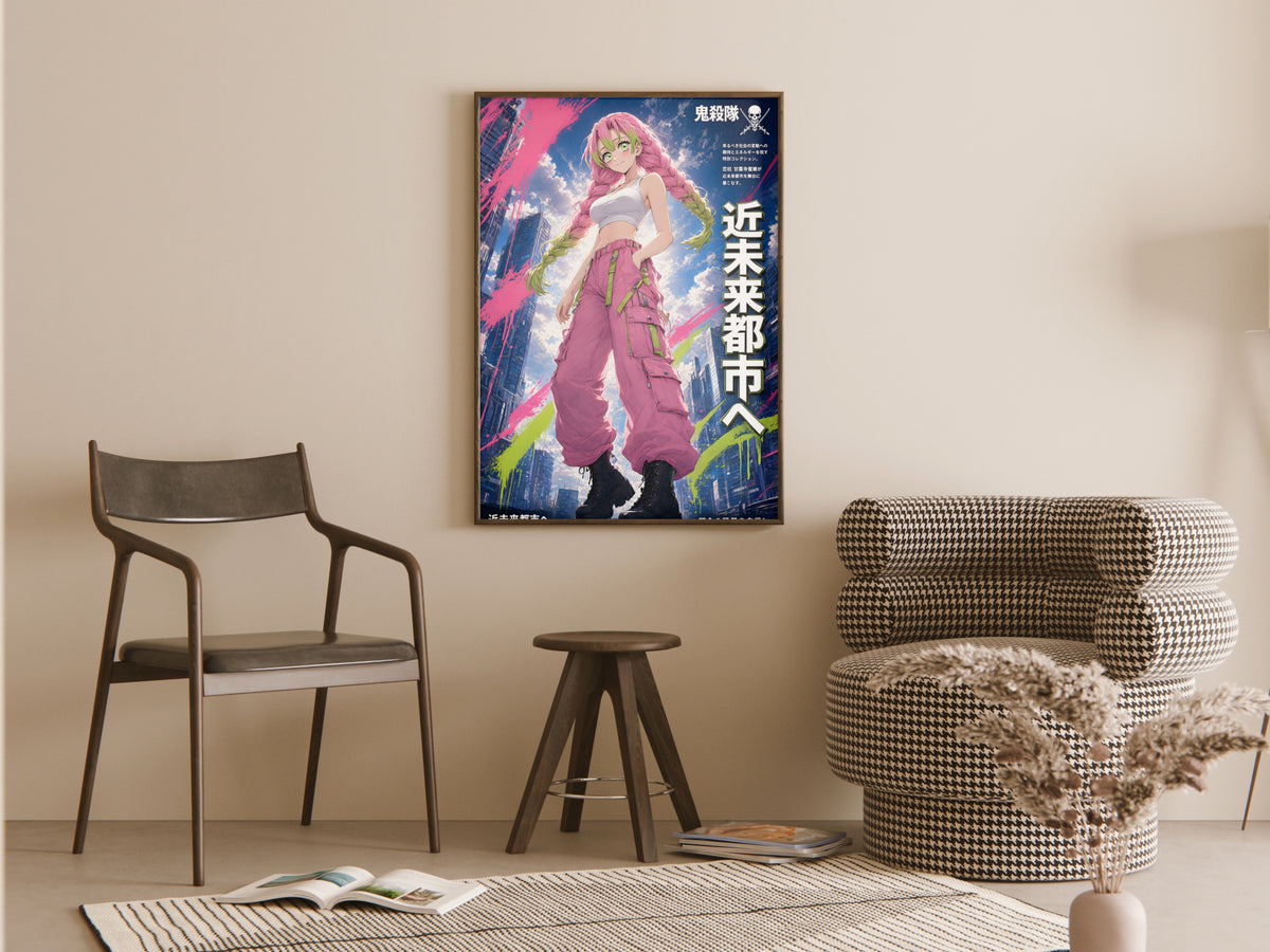 Demon Slayer Mitsuri Future City Streetwear Anime Poster — room