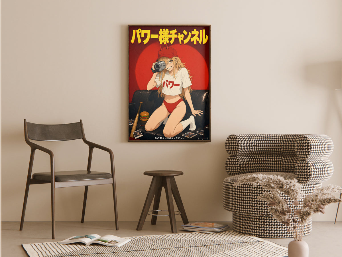 Chainsaw Man Power Retro Camcorder Portrait Anime Poster — room
