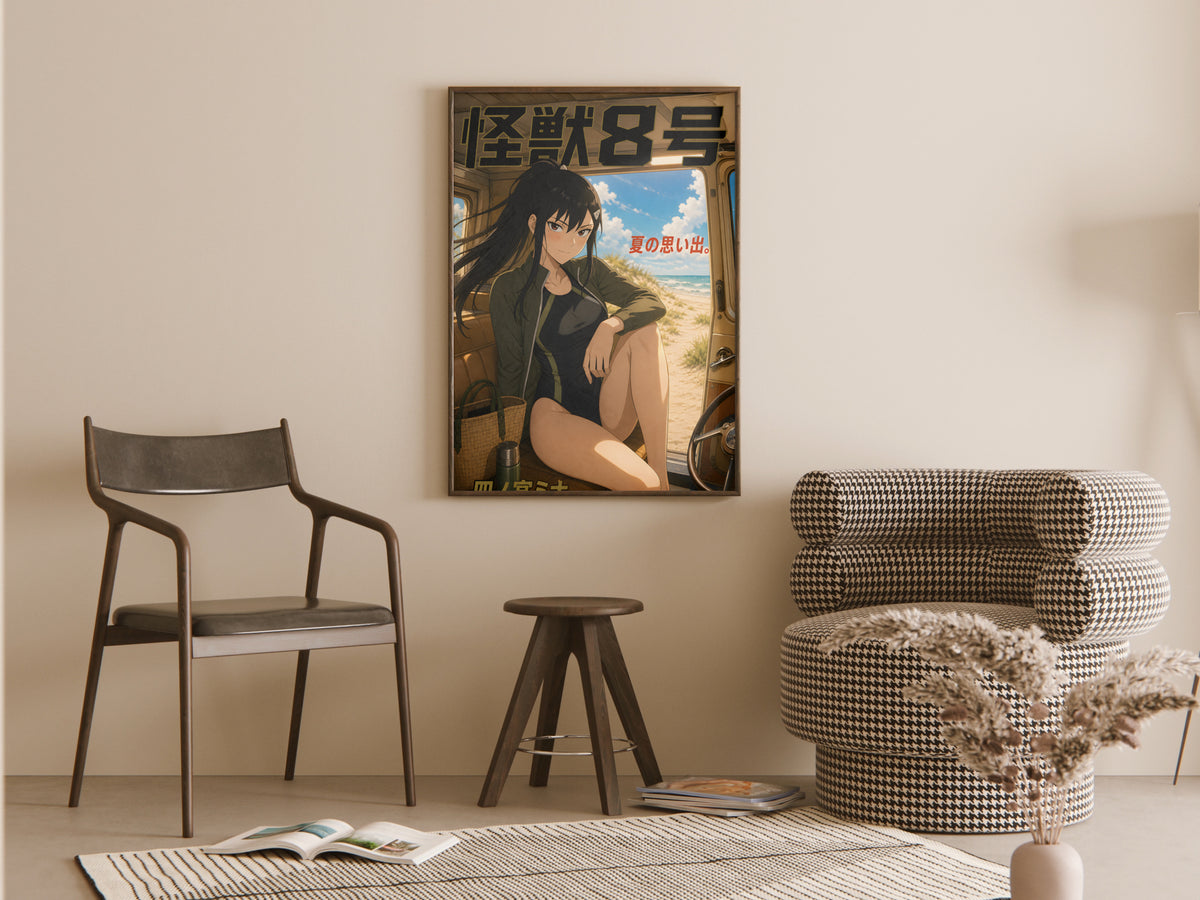 Kaiju No. 8 Mina Ashiro Sunlit Train Window Anime Poster — room