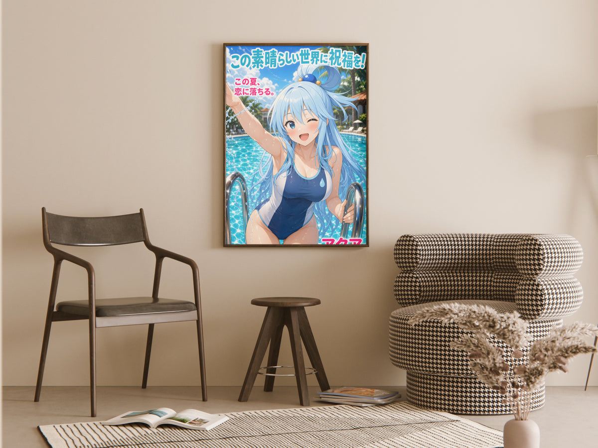 KonoSuba Aqua Blue Pool Summer Anime Poster — room