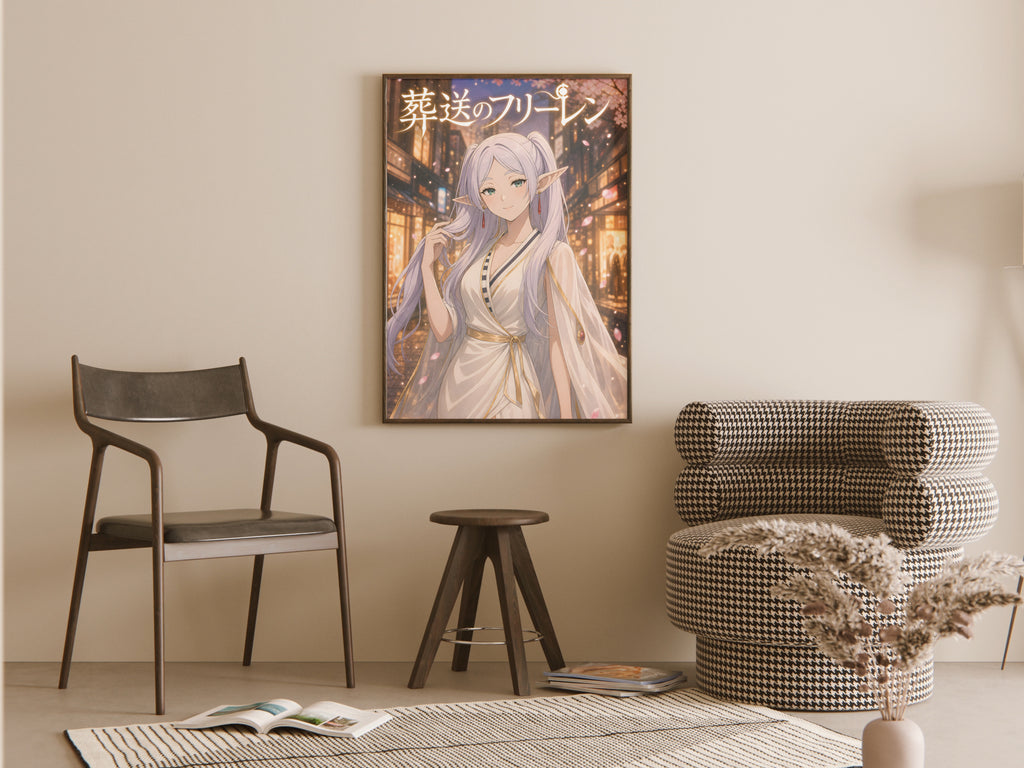Frieren Golden City Fashion Anime Poster — room