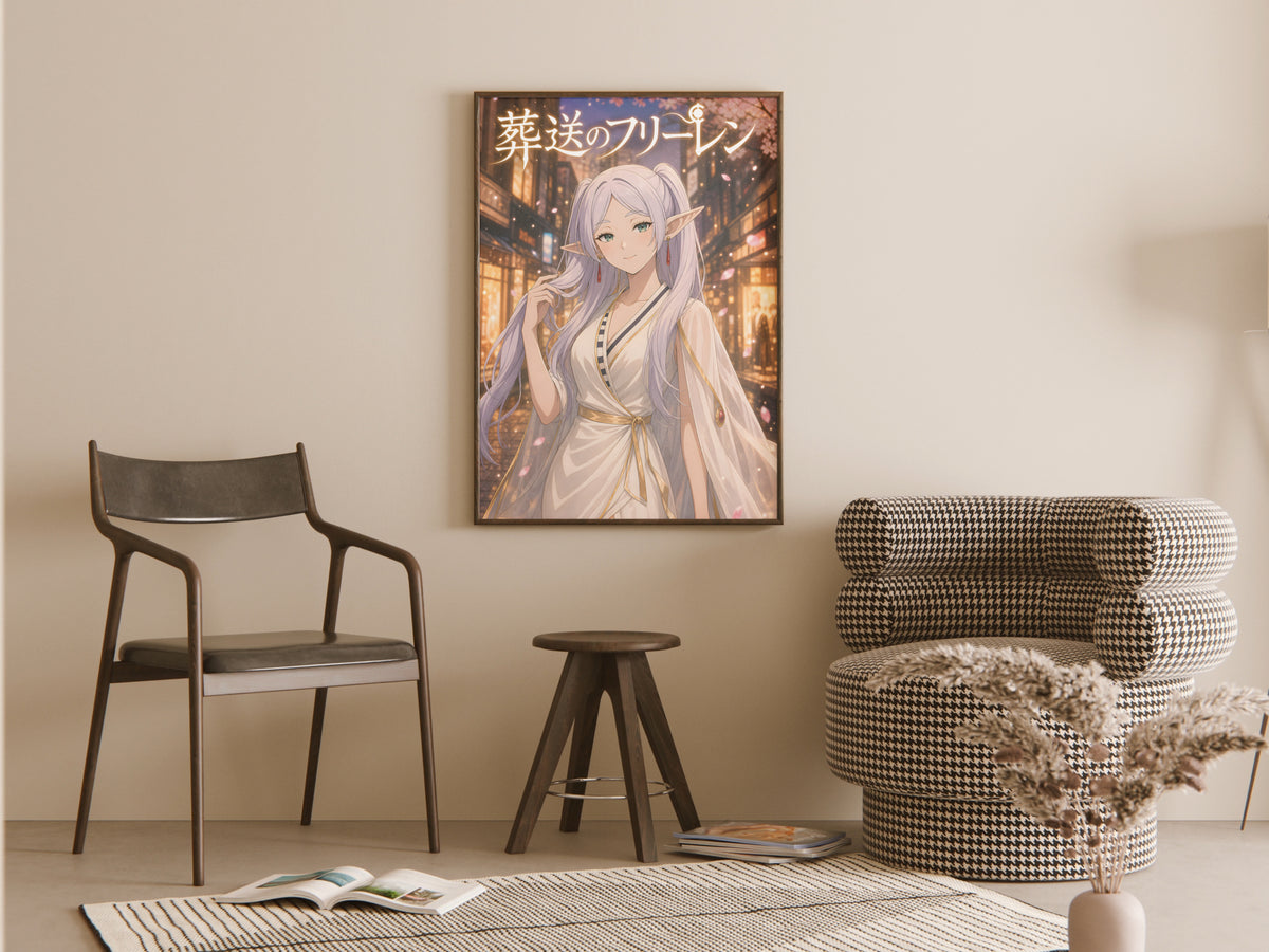 Frieren Golden City Fashion Anime Poster — room