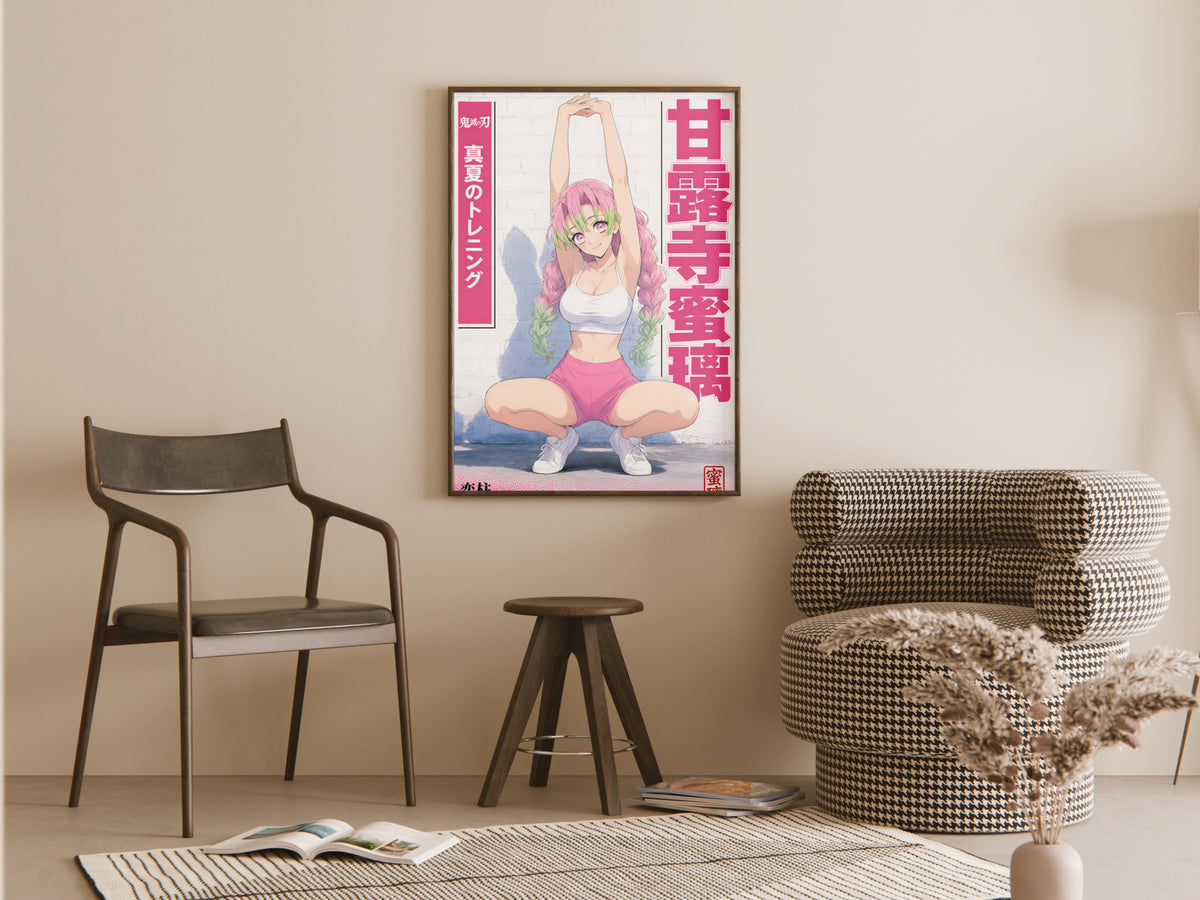 Demon Slayer Mitsuri White Brick Stretch Anime Poster — room