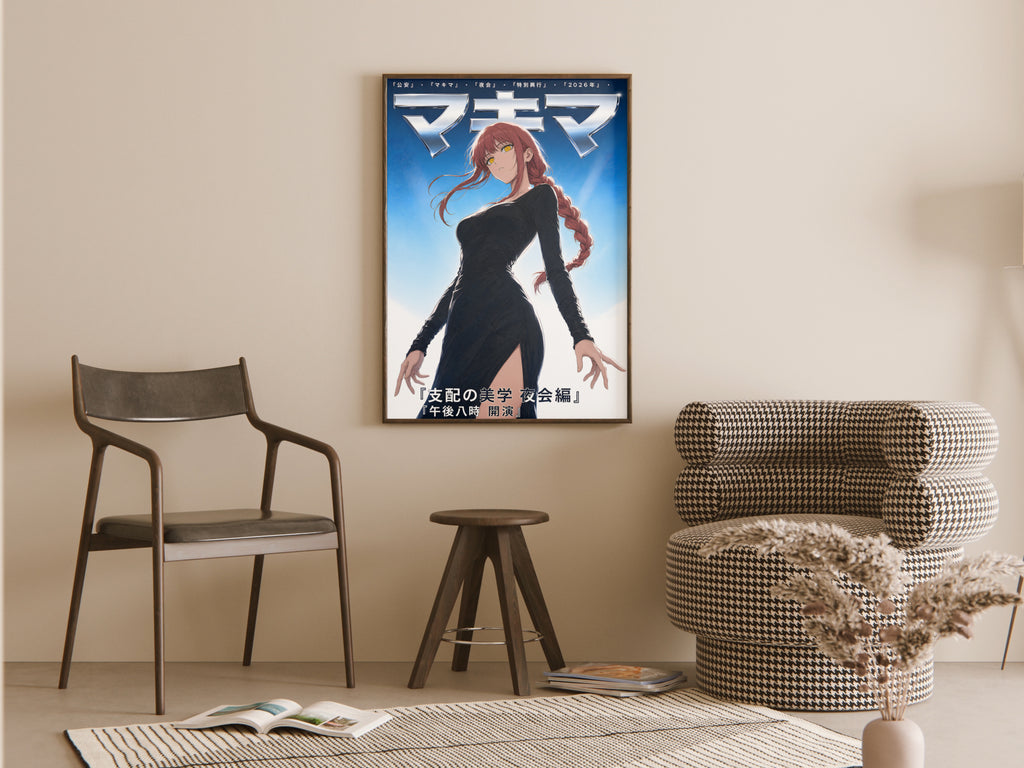 Chainsaw Man Makima Ice Blue Dress Portrait Anime Poster — room