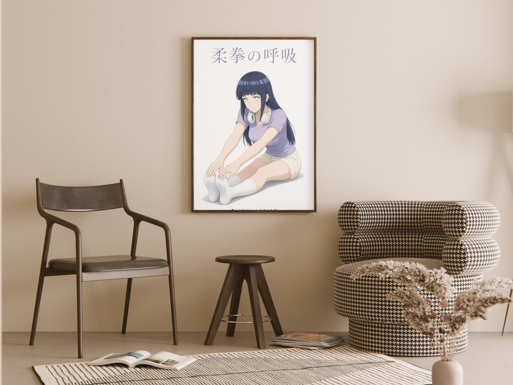 Naruto Hinata Lavender Seated Stretch Anime Poster — room