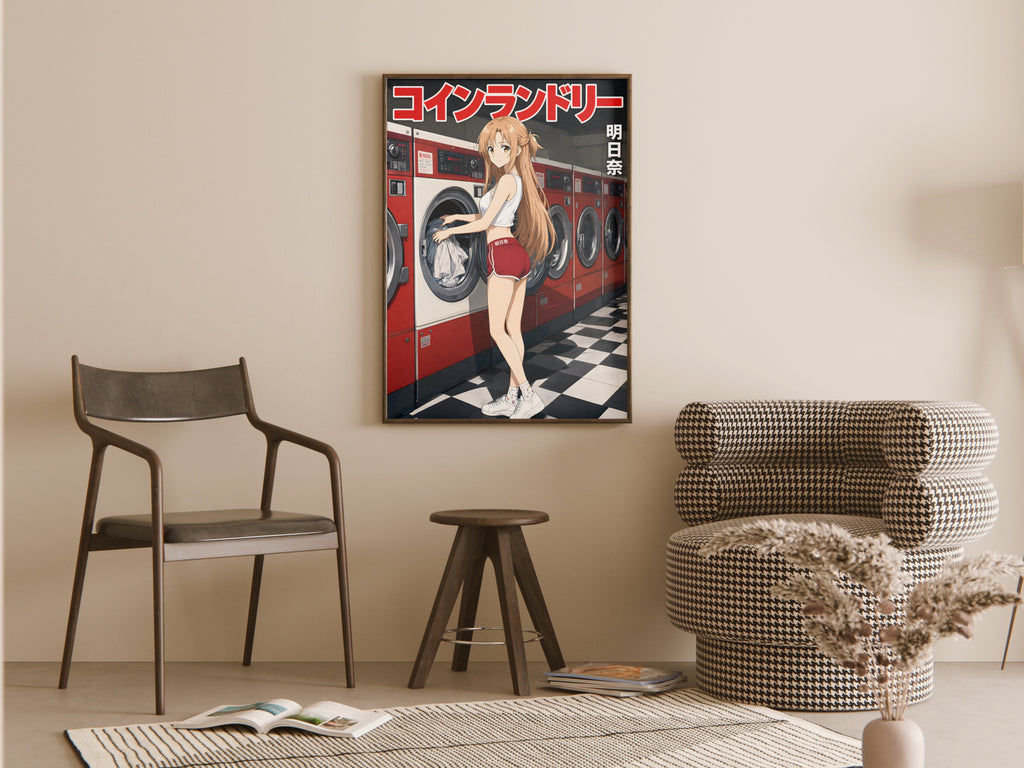 Sword Art Online Asuna Red Coin Laundry Anime Poster — room