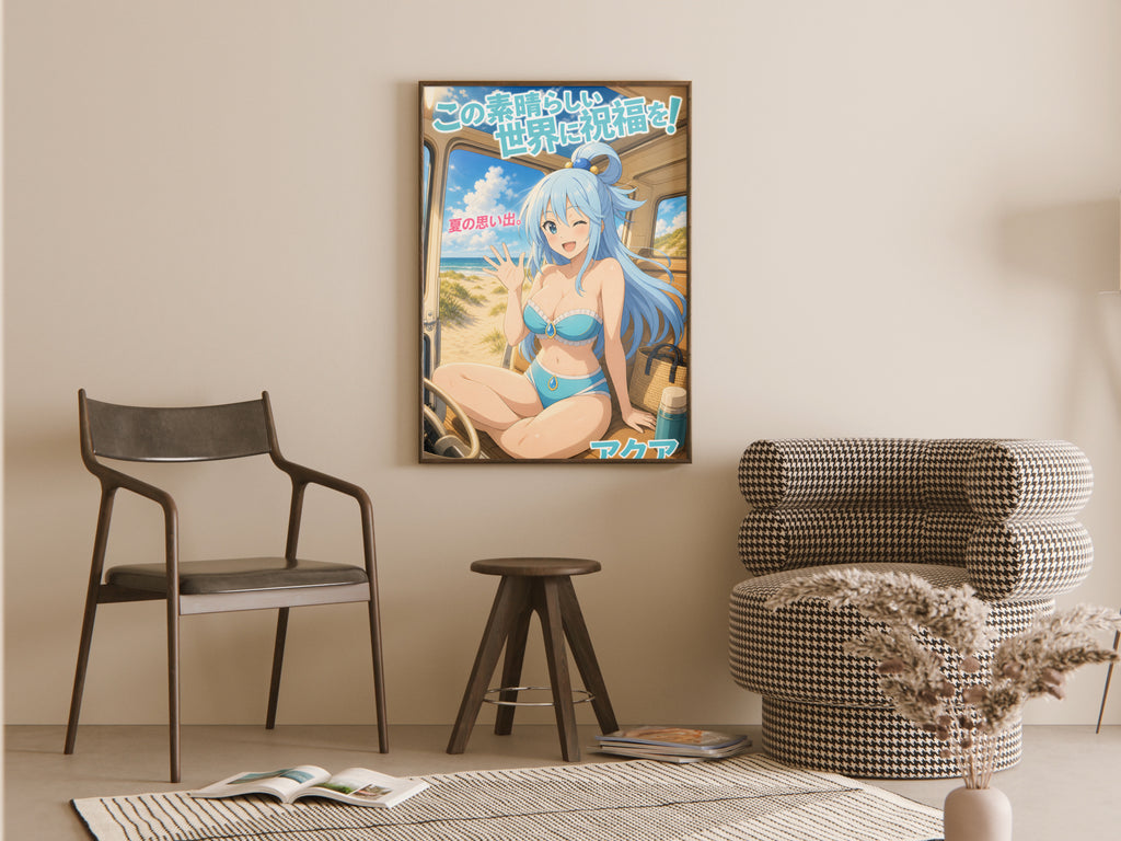 KonoSuba Aqua Beach Camper Summer Anime Poster — room