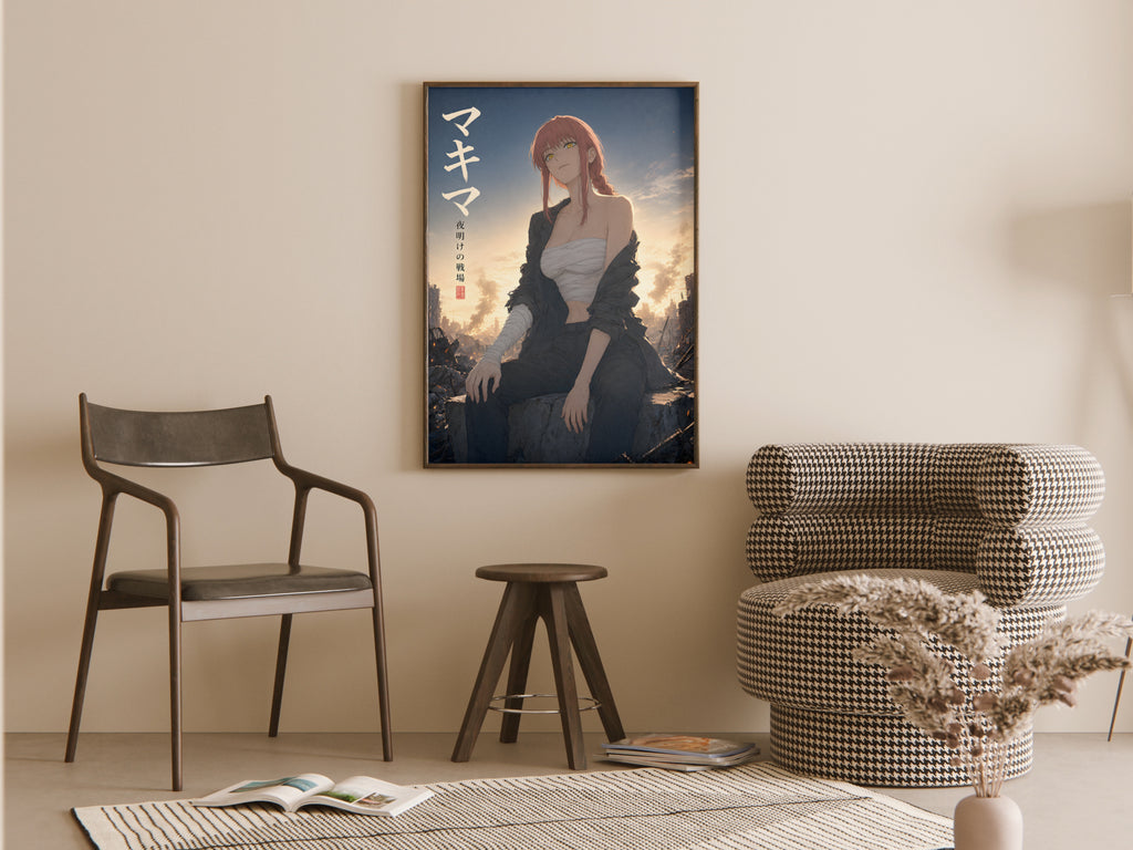 Chainsaw Man Makima Post Battle Sunset Anime Poster — room