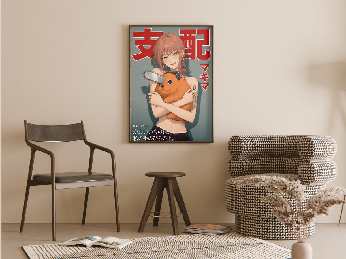 Chainsaw Man Makima Pochita Plush Portrait Anime Poster — room