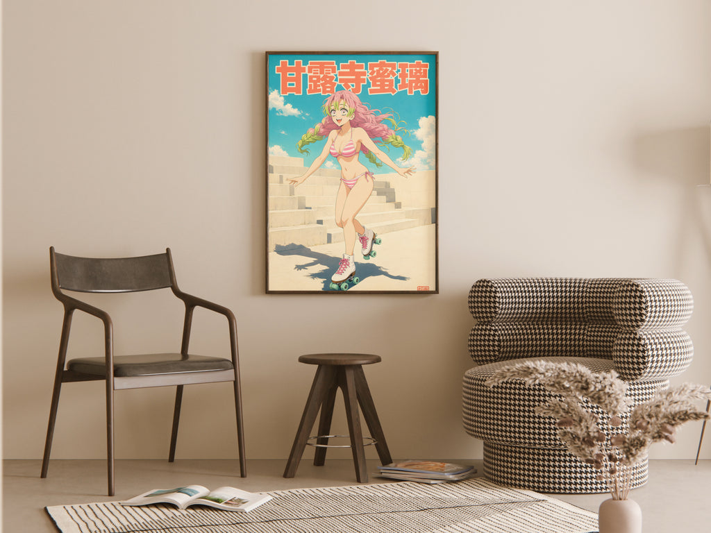 Demon Slayer Mitsuri Roller Skate Anime Poster — room