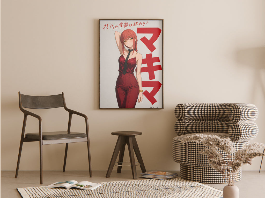 Chainsaw Man Makima Crimson Jumpsuit Editorial Anime Poster — room