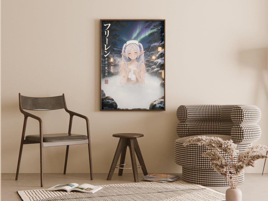 Frieren Aurora Stone Onsen Anime Poster — room