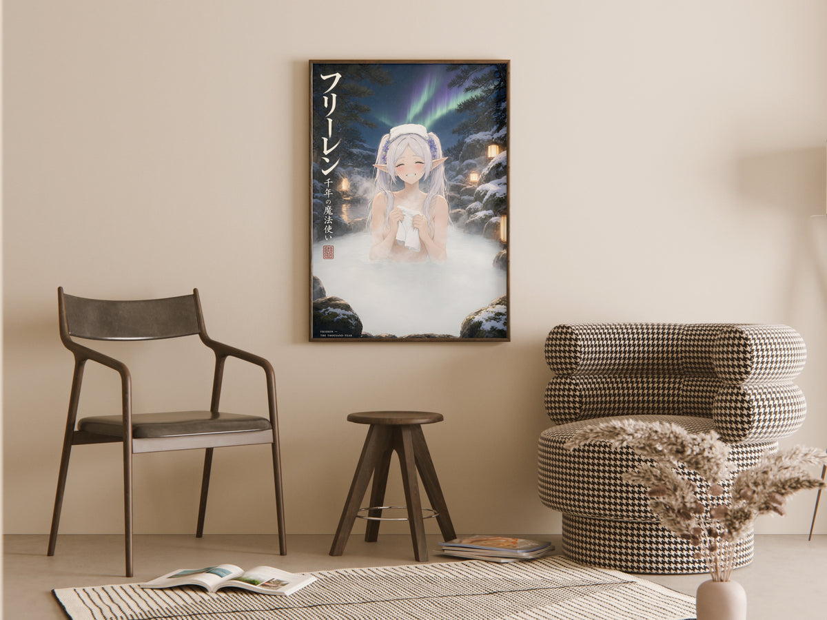 Frieren Aurora Stone Onsen Anime Poster — room