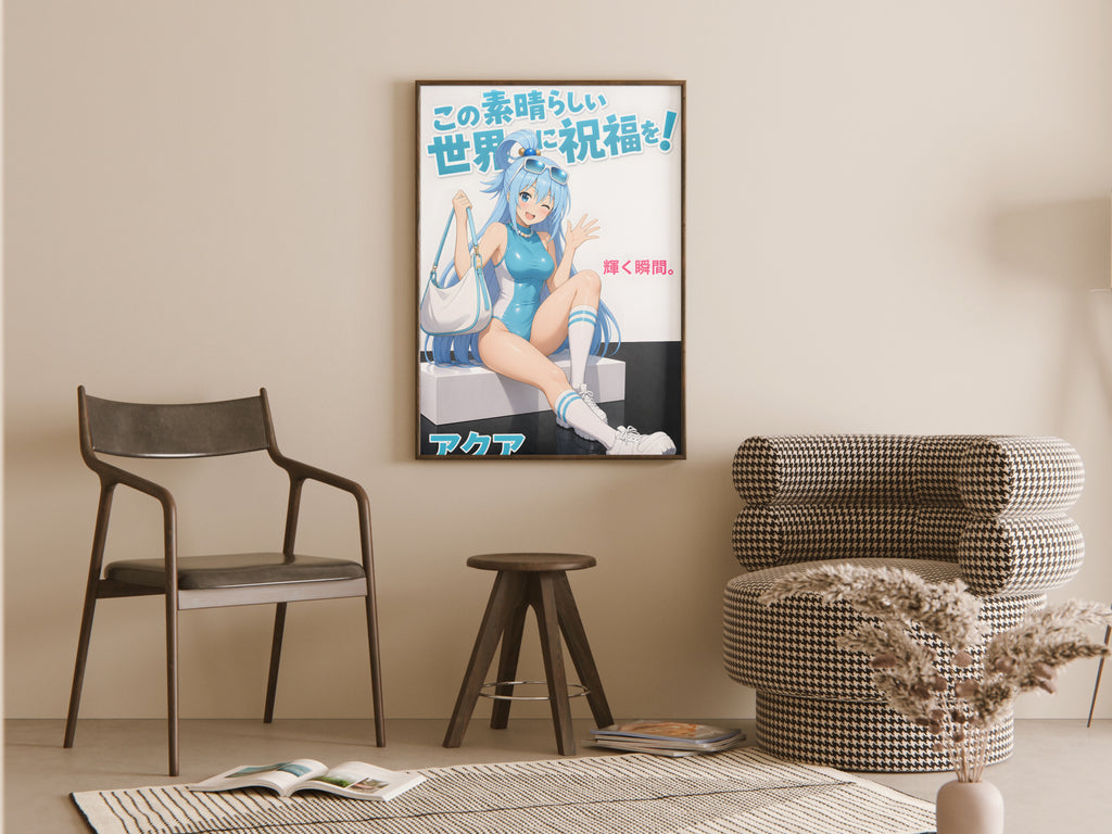 KonoSuba Aqua Blue Summer Streetwear Anime Poster — room