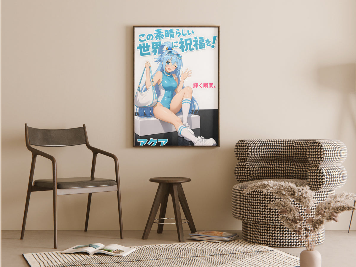KonoSuba Aqua Blue Summer Streetwear Anime Poster — room
