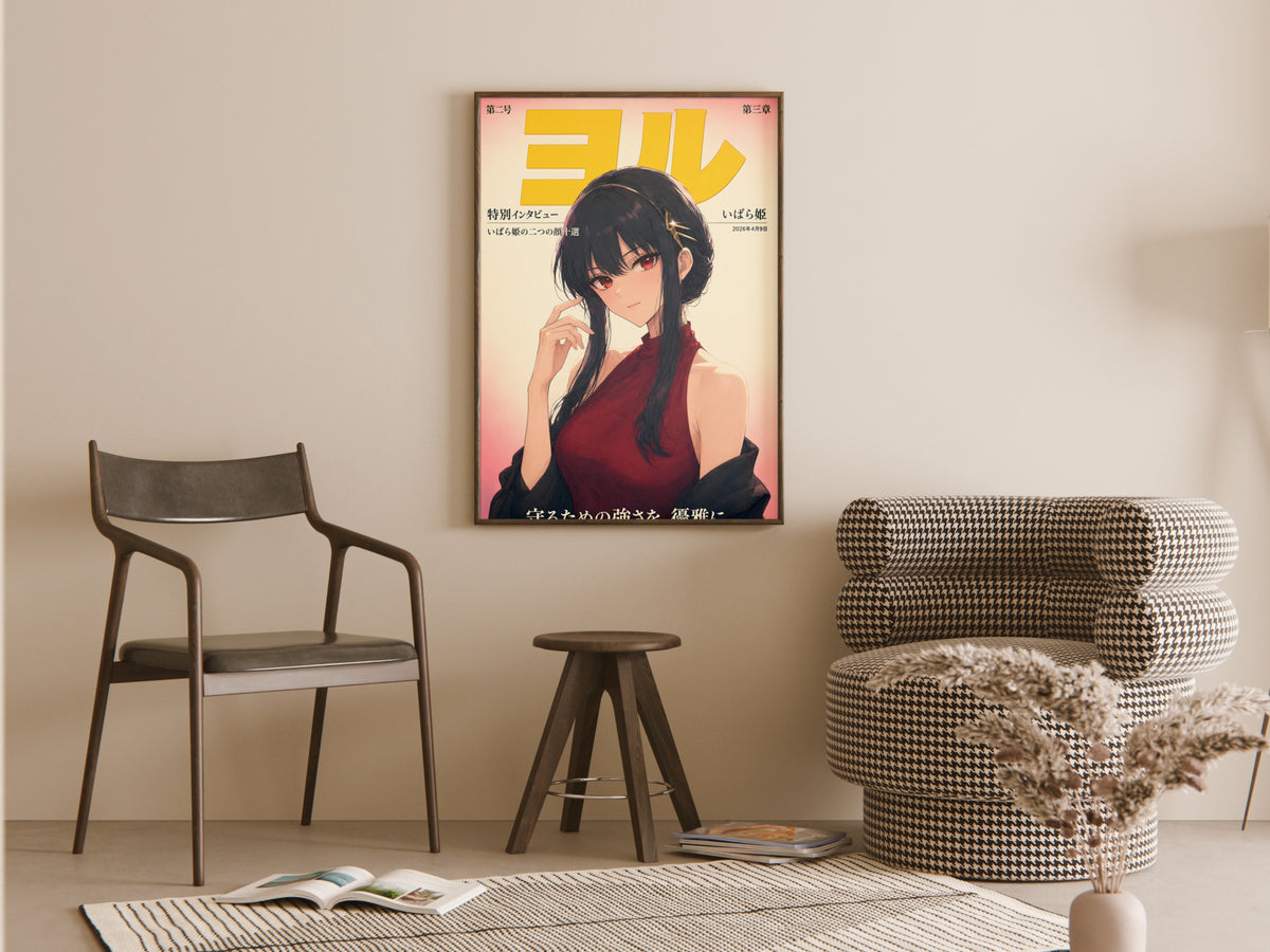 Spy x Family Yor Forger Burgundy Magazine Portrait Anime Poster — room