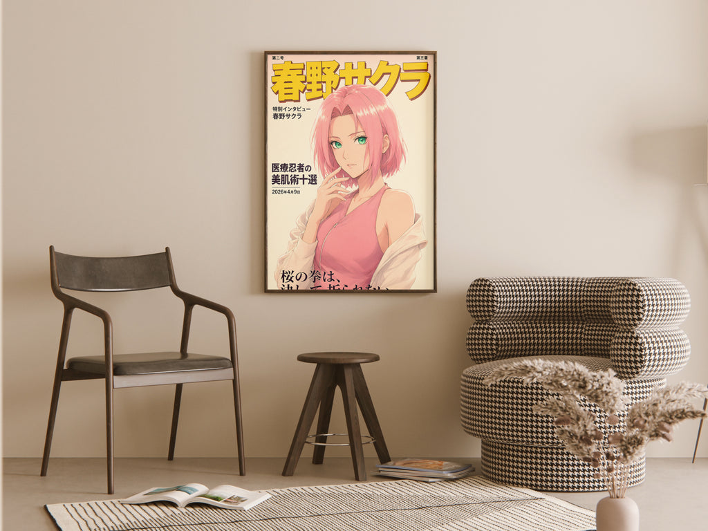 Naruto Sakura Pink Magazine Cover Anime Poster — room